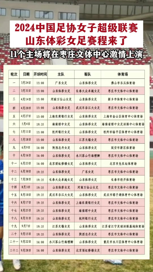 中国女足2024赛程表